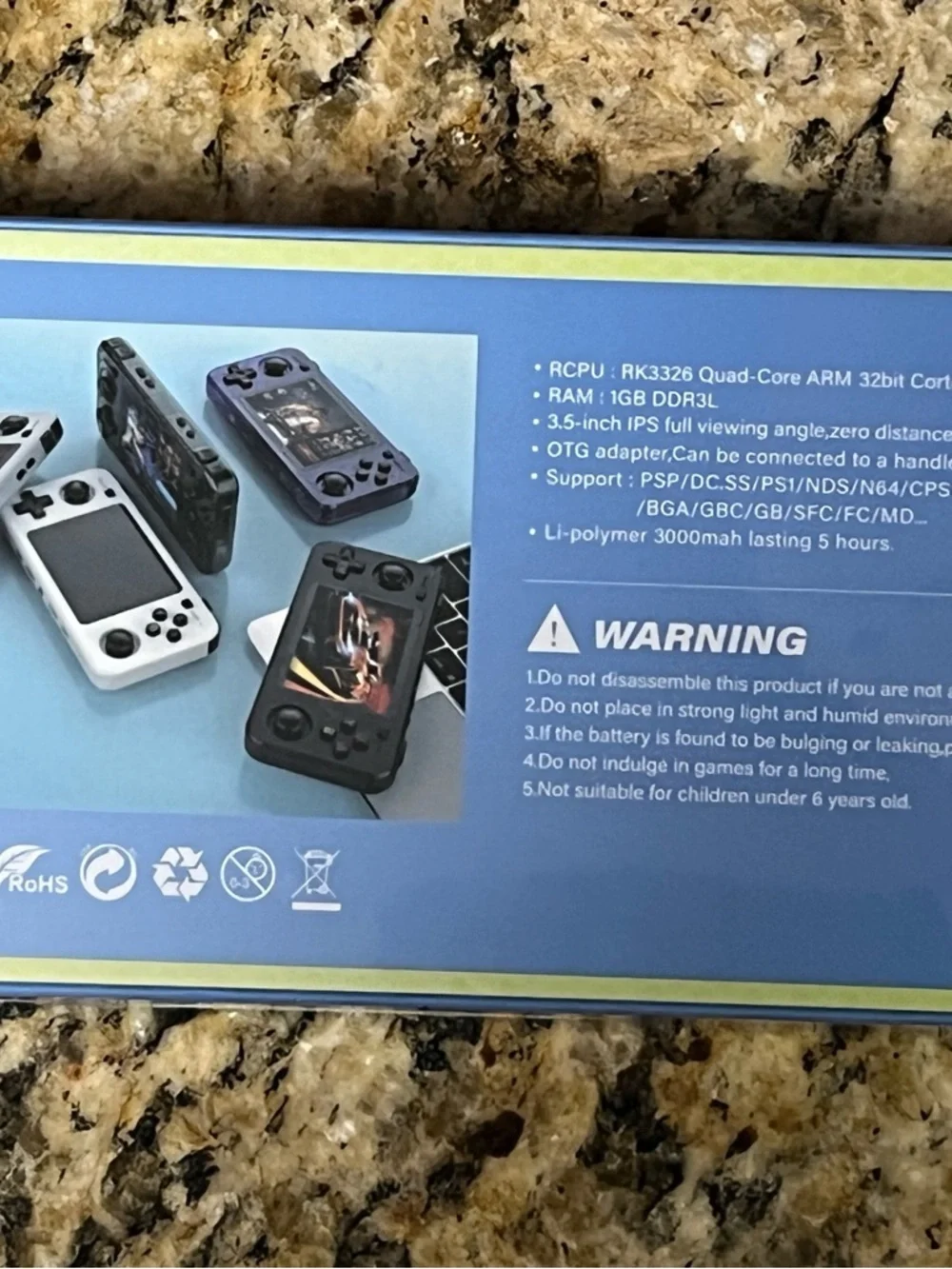 Portable Purple Handheld Video Game Console